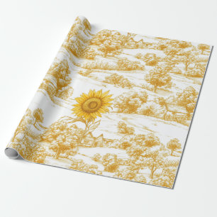 Cottagecore Sunflower Countryside Toile (6) Wrapping Paper