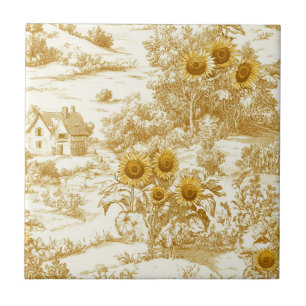 Cottagecore Sunflower Countryside Toile (8) Tile