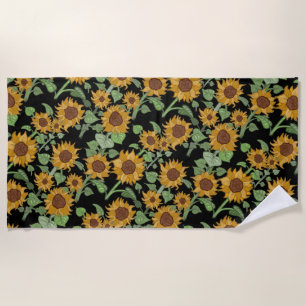 Cottagecore Sunflowers Pattern Beach Towel