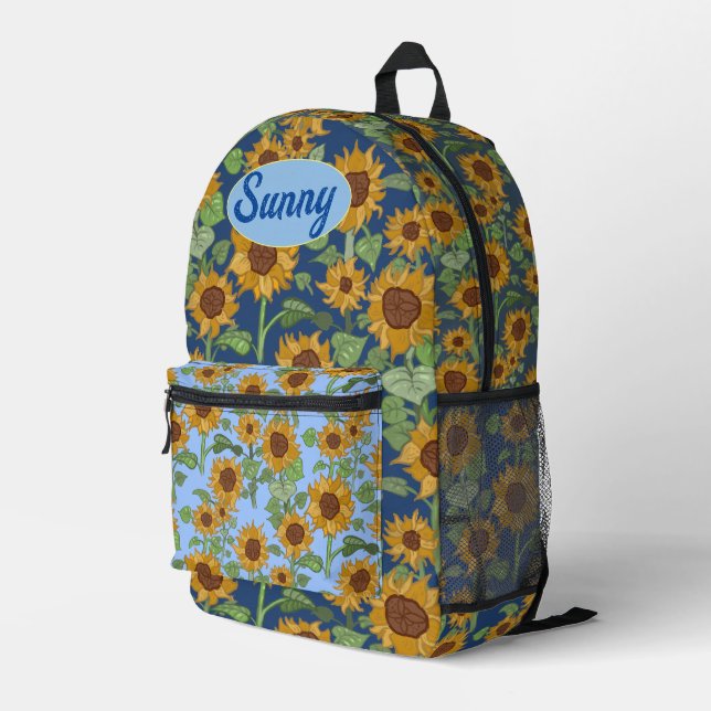 Cottagecore Sunflowers Pattern Printed Backpack (Back Corner Right)