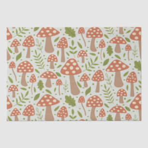 Cottagecore Terracotta Mushrooms with Leaves  Tissue Paper