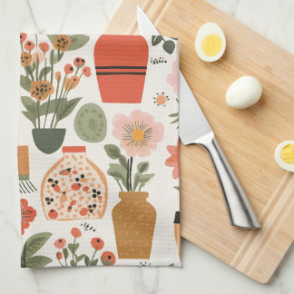 Cottagecore Vase and Flowers Kitchen Towel