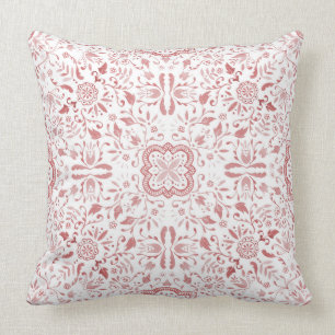 Cottagecore Vintage Red Watercolour Pattern Throw Pillow