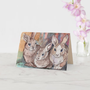 Cottagecore Watercolor Bunnies Card