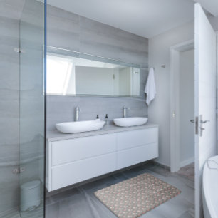 Cottagecore watercolor flowers grey pattern bath mat