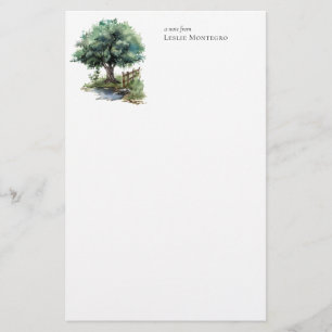 Cottagecore Watercolor Garden Tree Personalized  Stationery