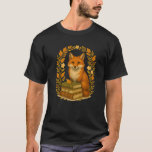 Cottagecore Whimsical Woodland Red Fox Behind Stac T-Shirt<br><div class="desc">Cottagecore Whimsical Woodland Red Fox Behind Stack Of Books Premium</div>