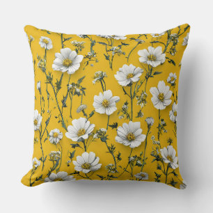 Cottagecore White flowers Soft Bedroom Accent Throw Pillow