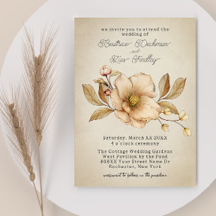 Cottagecore Wildflower Blossoms Rustic Wedding Invitation