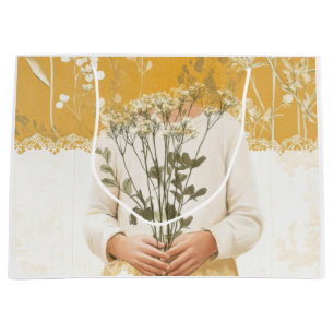 Cottagecore Wildflower Bouquet Portrait Large Gift Bag
