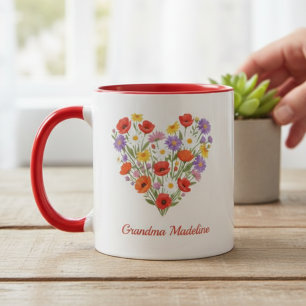 Cottagecore Wildflower Heart Grandma Mother's Day Mug
