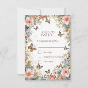 Cottagecore Wildflower RSVP Card with QR Code