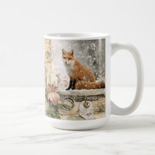Cottagecore Winter Fox Scrapbook Custom Coffee Mug