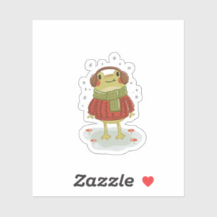 Cottagecore Winter Frog in Knitted Sweater