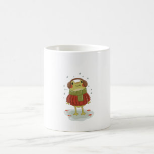 Cottagecore Winter Frog in Knitted Sweater Coffee Mug
