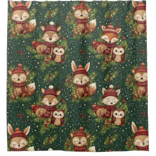 Cottagecore Winter Woodland Animal Pattern