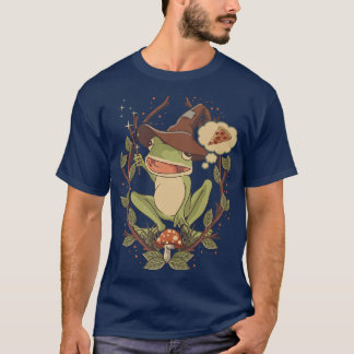 Cottagecore Wizard Frog Summoning Pizza Lover Mush T-Shirt