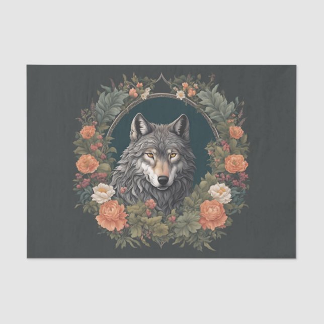 Cottagecore Wolf Decoupage Tissue Paper (Front)