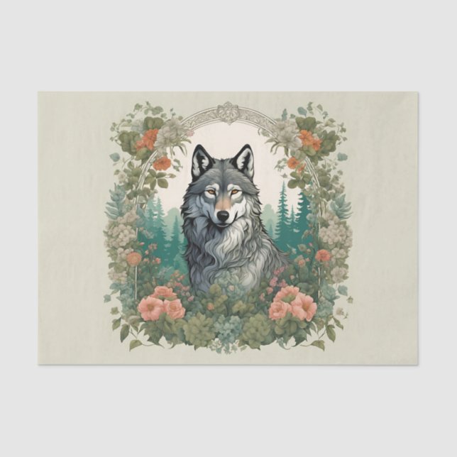 Cottagecore Wolf Decoupage Tissue Paper (Front)