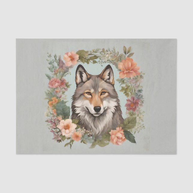 Cottagecore Wolf Decoupage Tissue Paper (Front)