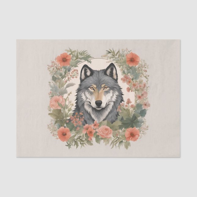 Cottagecore Wolf Decoupage Tissue Paper (Front)
