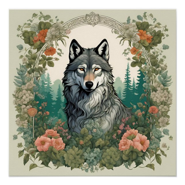Cottagecore Wolf Poster (Front)