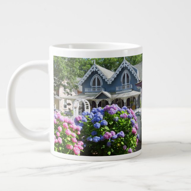 Cottages and Hydrangeas - Martha's Vineyard Large Coffee Mug (Left)
