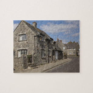 Cottages, Corfe Castle village, Dorset, England, Jigsaw Puzzle