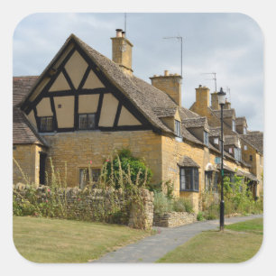 Cottages dans Broadway, autocollant de Cotswolds