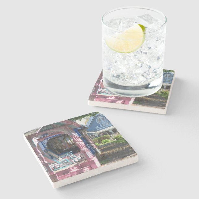 Cottages in a Row - Martha's Vineyard Stone Coaster (Side)