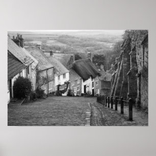 Cottages on a golden hill, Shaftesbury, Dorset, En Poster