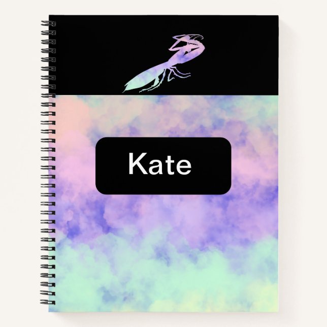 Cotten Candy Clouds Praying Mantis Notebook (Front)