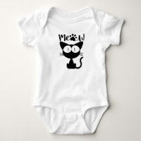 Cotton baby shirt with a cute black cat design