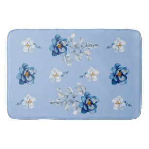 Cotton Blue Magnolia Bath Mat