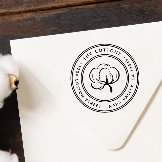 Cotton Boll Icon Return Address Self-inking Stamp (Creator Uploaded)