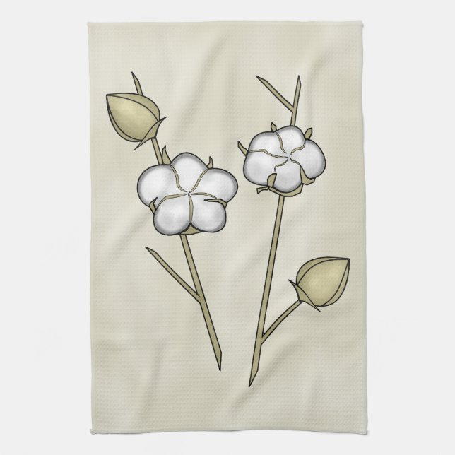 Cotton Boll Kitchen Towel (Vertical)