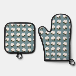 Cotton Boll Oven Mitt & Pot Holder Set