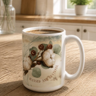 Cotton Boll Plant Blessed and Grateful Coffee Mug