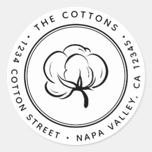 Cotton Boll Return Adddress Classic Round Sticker