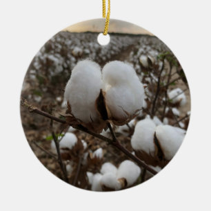 Cotton Boll Sunset Ceramic Ornament
