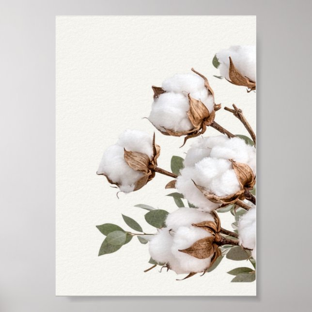 Cotton Botanical Wall Ar| Neutral Farmhouse Print (Front)