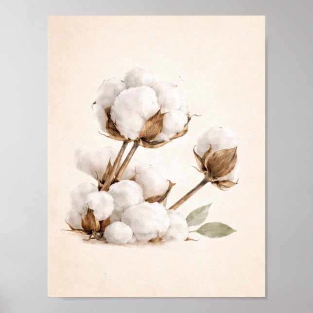 Cotton Branch Wall Art | Minimal Neutral Farmhouse (Front)