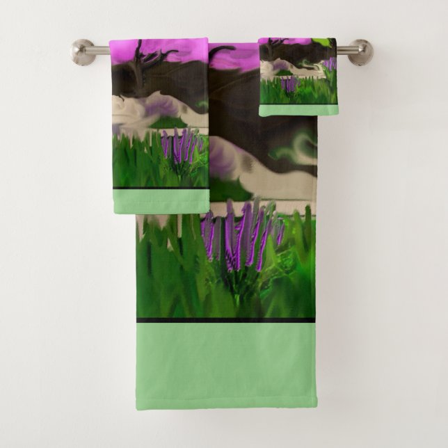 Cotton Candy Abstract Art Bath Towel Set (Insitu)
