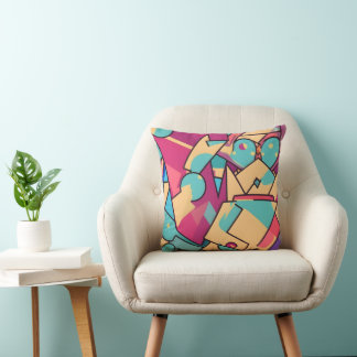 Cotton Candy Abstract Art Throw Pillow