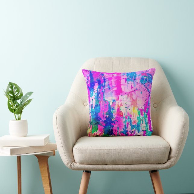 cotton candy abstract modern dream throw pillow (Chair)