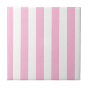 Cotton Candy and White Vertical Stripes Tile
