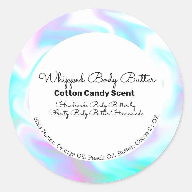 Cotton Candy Body Butter Bath Branding Packaging Classic Round Sticker (Front)