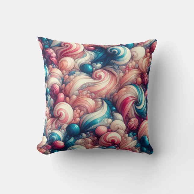 Cotton Candy Bubblegum Throw Pillow (Front)