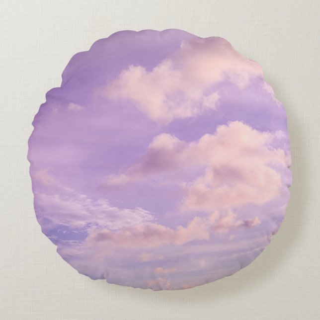 Cotton Candy Caribbean Clouds 1 Round Pillow (Front)