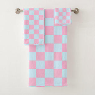 Cotton Candy Chequerboard Bath Towel Set